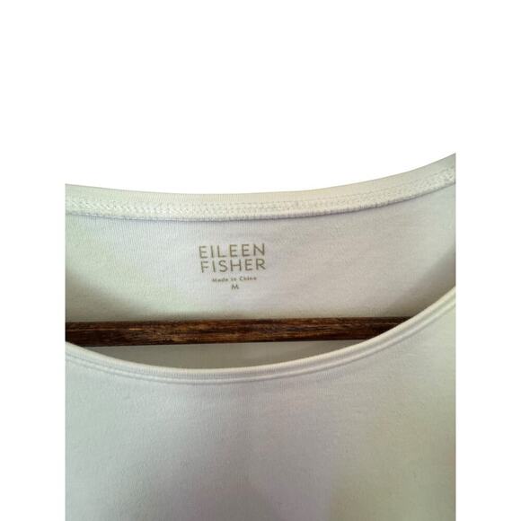 Eileen Fisher White 100% Cotton Long Sleeve Tee Top Women’s Size M - Picture 3 of 5